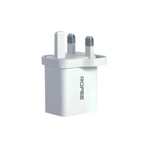 ROFEE SMART & FAST DUAL PORT USB-A&C 30W WALL GAN CHARGER W/O CABLE 3PIN RG-130 WHITE