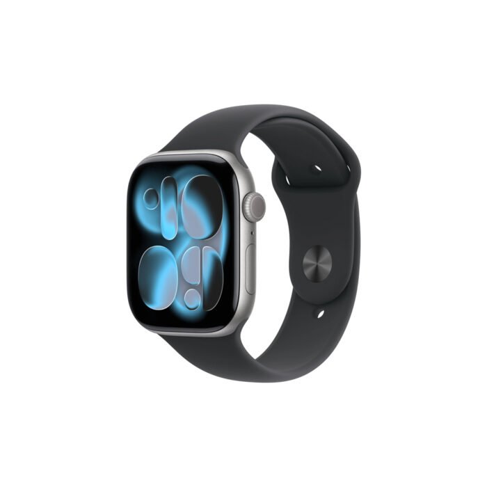 APPLE WATCH SERIES 11 42MM SPACE GREY ALUMINUM CASE GPS + CELLULAR SPORT BAND S/M BLACK